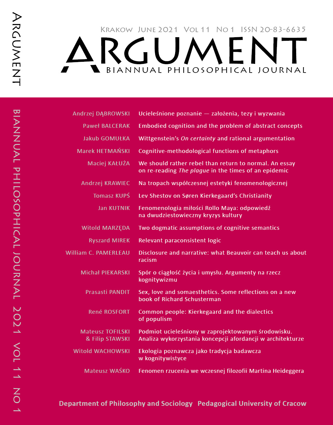 					View Vol. 11 No. 1 (2021): Embodied cognition & Existential philosophy for times of change and crisis
				